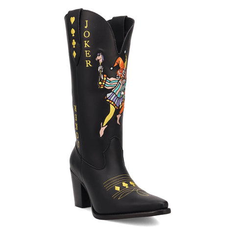 Dingo Womens Joker Black Leather 13in Cowboy Boots
