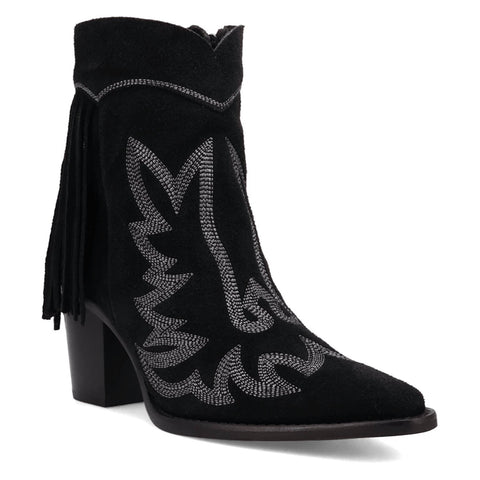 Dingo Womens Wild Sage Black Suede 7in Ankle Boots