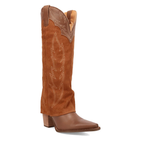 Dingo Womens Wild Horses Brown Leather 16in Cowboy Boots