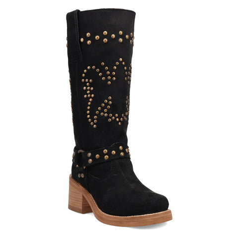 Dingo Womens Troubadour Black Suede 16in Fashion Boots