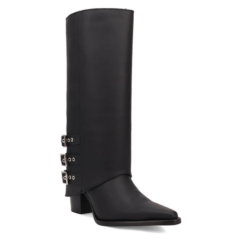 Dingo Womens Urban Cowgirl Black Leather 15in Fashion Boots