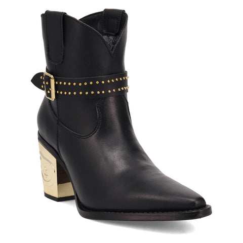 Dingo Womens Milan Bootie Black Leather 7in Ankle Boots
