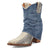 Dingo Womens Denim Dream Bootie Blue Leather 7in Ankle Boots