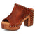 Dingo Womens Echo Wooden Russet Leather Stud Sandals Shoes