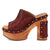 Dingo Womens Free Spirit Wooden Merlot Leather Stud Sandals Shoes