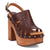 Dingo Womens Gema Wooden Brown Leather Stud Sandals Shoes