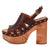 Dingo Womens Gema Wooden Brown Leather Stud Sandals Shoes