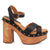 Dingo Womens Lotus Wooden Black Leather Stud Sandals Shoes