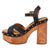 Dingo Womens Lotus Wooden Black Leather Stud Sandals Shoes