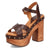 Dingo Womens Lotus Wooden Brown Leather Stud Sandals Shoes
