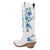 Dingo Womens Posie White/Blue Leather 13in Cowboy Boots