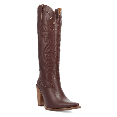 Dingo Womens Rock N Rebel Brown Leather 16in Cowboy Boots