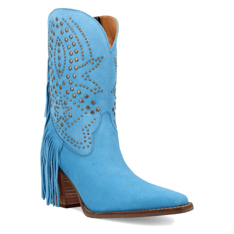 Dingo Womens Star Power Bootie Blue Suede 9in Cowboy Boots