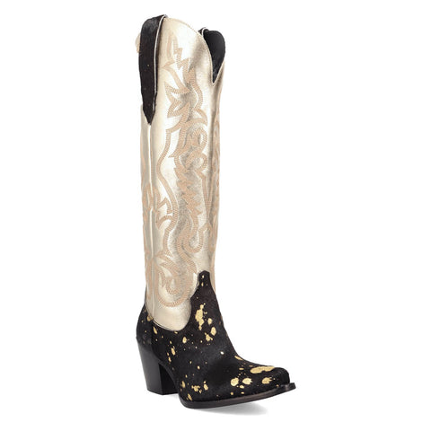 Dingo Womens Take No Bull Black Calf Leather 16in Cowboy Boots