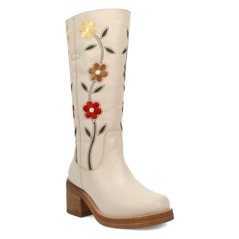 Dingo Womens Bloom White Leather 14in Cowboy Boots