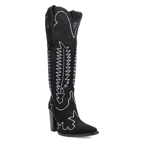 Dingo Womens Double Take Black Suede 18in Cowboy Boots