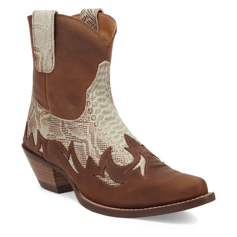 Dingo Womens Cobra Kissie Brown Leather 7in Western Ankle Boots