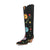 Dingo Womens Flower Power Black Suede Cowboy Boots