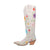 Dingo Womens Flower Power White Suede Cowboy Boots