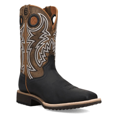 Dan Post Mens Royston Black/Honey Leather 11in Cowboy Boots