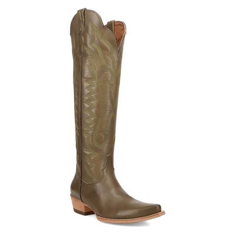 Dan Post Womens Heartland Olive Leather 18in Cowboy Boots