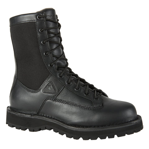 Rocky Mens Black Leather Portland Lace-To-Toe Waterproof Duty Boots