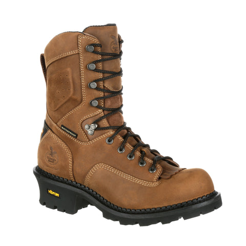 Georgia Mens Brown Leather Core WP CT Logger Boots