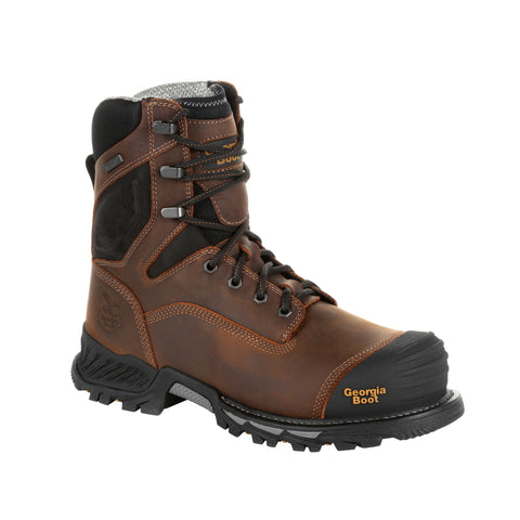 Georgia Mens Black/Brown Leather Rumbler CT WP 8in Work Boots