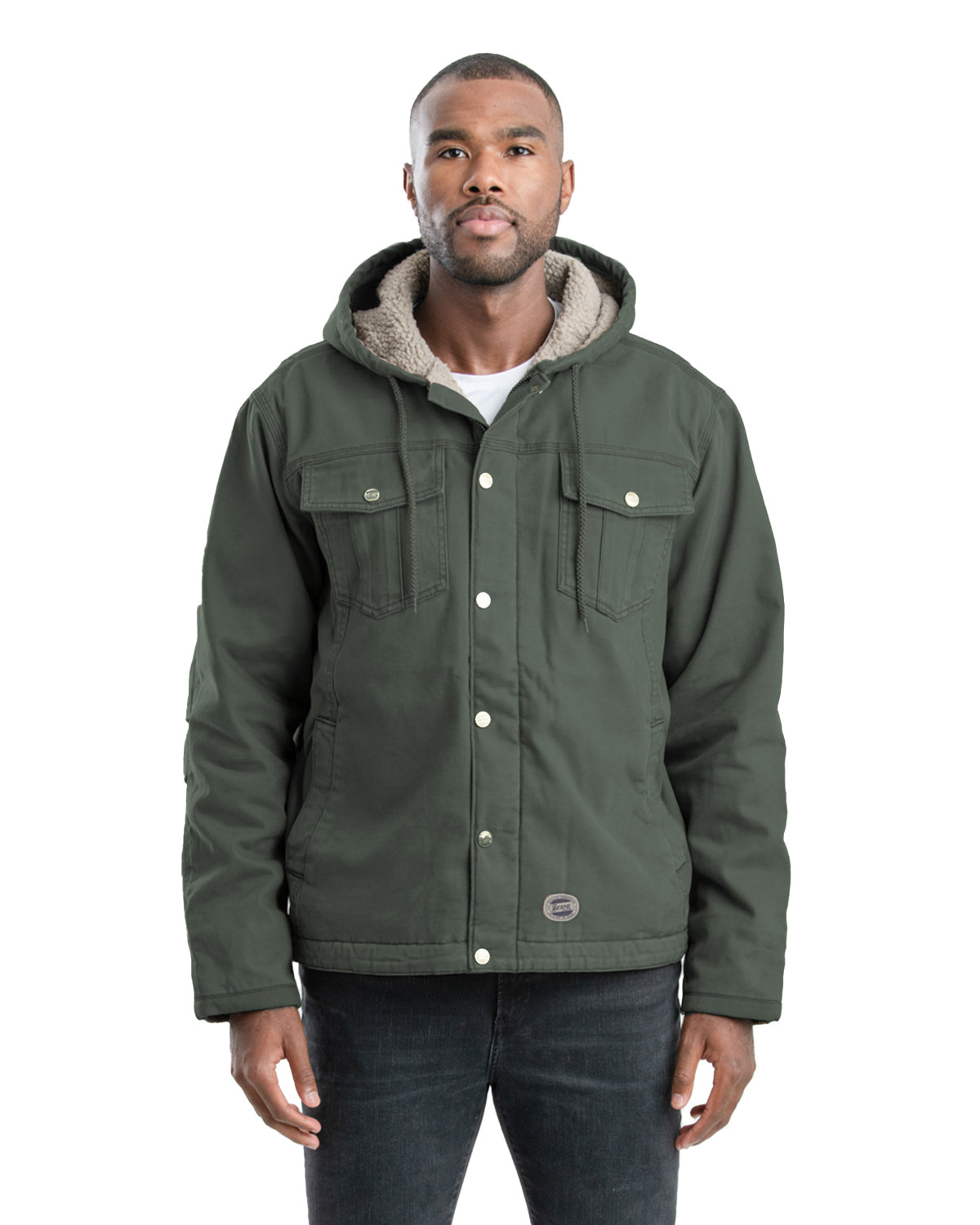 Berne Mens Vintage Washed Sherpa-Lined Hooded Moss 100% Cotton
