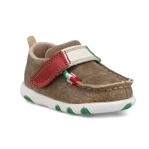 Twisted X Infant Unisex Driving Moc Dusty Tan/Multi Leather Slip-On Shoes