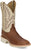 Justin Mens Trainor 11in Western Caramel/Off-White Leather Cowboy Boots