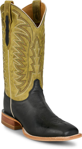 Justin Mens Burchett 13in Western Ebony Goat Leather CPX Cowboy Boots