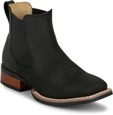 Justin Mens Crazy Buck 6in Black Leather Frontier Chelsea Boots
