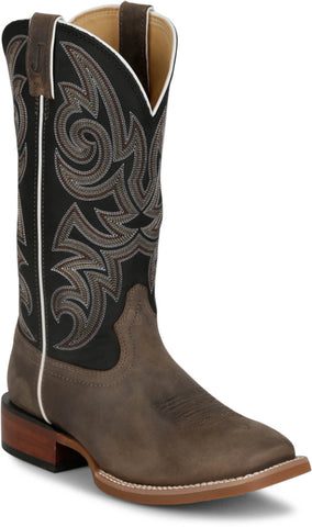 Justin Mens May Day Charcoal Cowhide Frontier Cowboy Boots