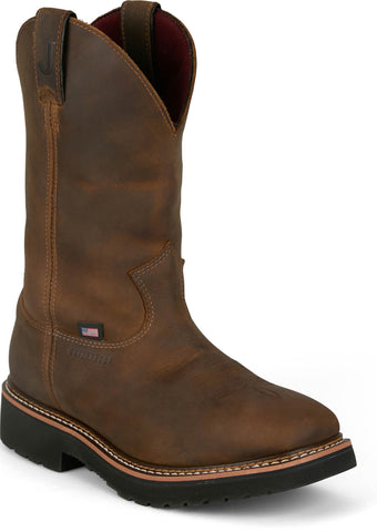 Justin Mens Billings 11in Waterproof Hickory Cowhide Work Boots
