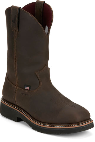 Justin Mens Billings 11in WP ST Hickory Cowhide Work Boots