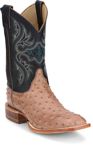 Justin Mens Moseley Coffee Brown FQ Ostrich Cowboy Boots