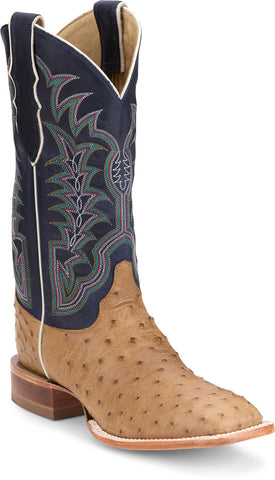 Justin Mens Chisolm 13in Antique Saddle FQ Ostrich Cowboy Boots