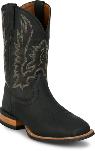 Justin Mens Rustle Coal Cowhide Cowboy Boots