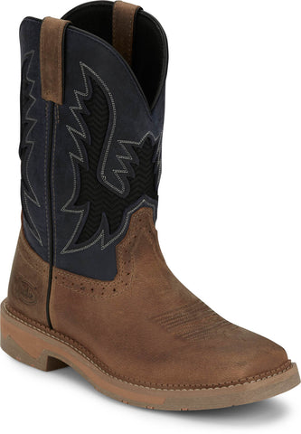 Justin Mens Bolt 11in Peanut Tan Leather Work Boots