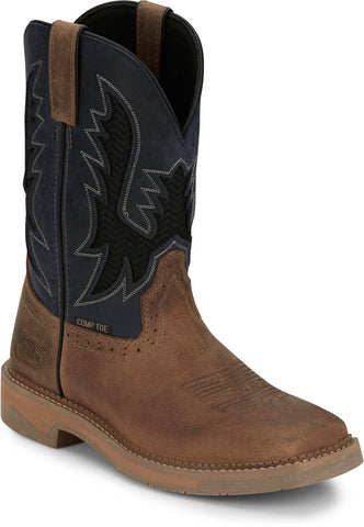 Justin Mens Bolt 11in Comp Toe Peanut Tan Leather Work Boots