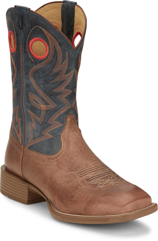 Justin Mens Pickett 11in Western Peanut Leather Cowboy Boots