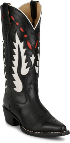 Justin Womens Faye 15in Western Black Leather Cowboy Boots