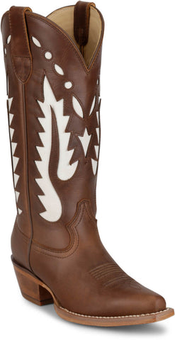Justin Womens Faye 15in Western Brown Leather Cowboy Boots