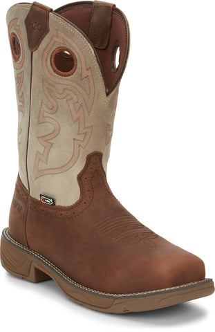 Justin 11in CT Mens Tan Stampede Rush Leather Work Boots