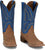 Justin Womens Peyton 11in Western Distressed Cognac/Blue Leather Cowboy Boots