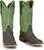 Justin Mens Cowman 13in Shrunken Shoulder Chocolate/Green Leather Cowboy Boots