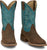 Justin Mens Big Bucks 11in Western Walnut/Blue Leather Frontier Cowboy Boots