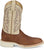 Justin Mens Trainor 11in Western Caramel/Off-White Leather Cowboy Boots