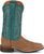 Justin Womens Shay 11in Western Tan/Turquoise Leather Bent Rail Cowboy Boots